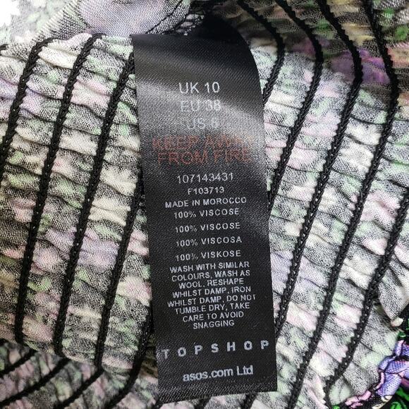 TOPSHOP Floral Print Puff Sleeve Crop Top NEW - Picture 10 of 10